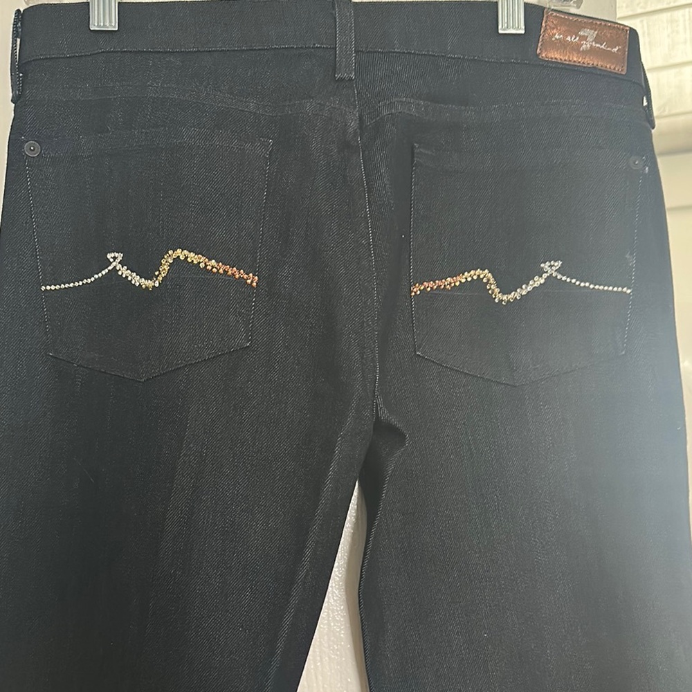 7 For All Mankind Black Straight Leg Jeans